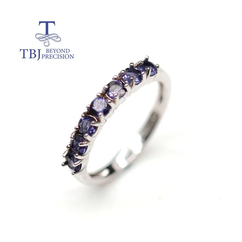 925 Sterling Silver Ring Earrings natural Iolite round 3.0mm set simple design suitable for everyday wear boutique jewelry