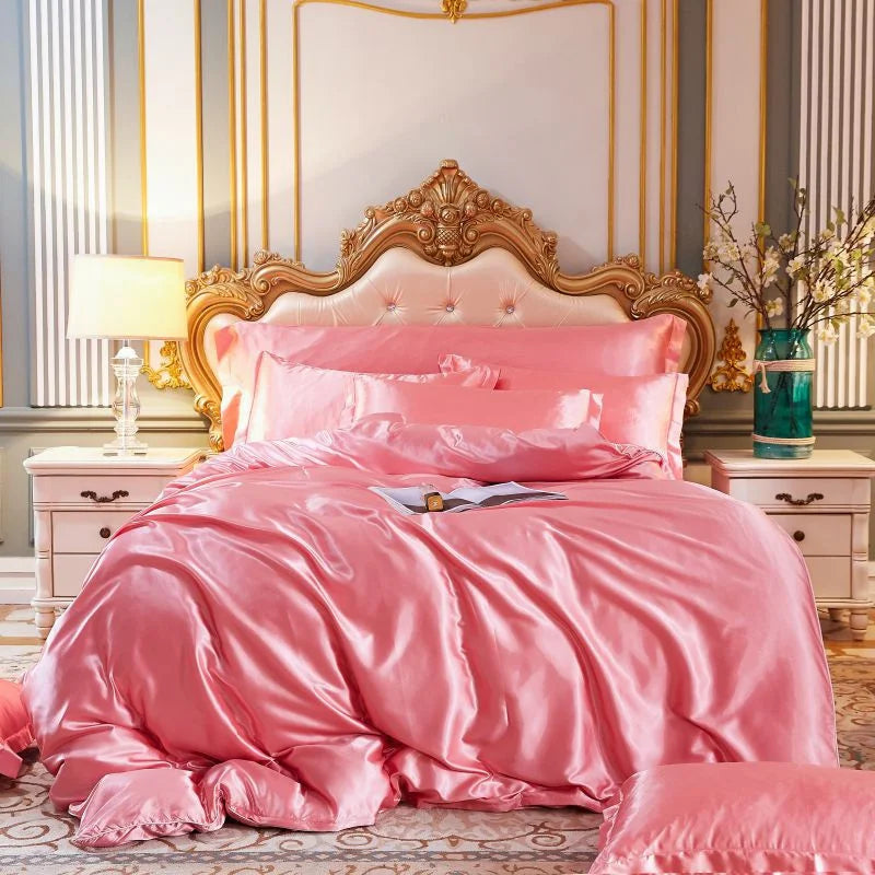 High End Mulberry Silk-Blending Fabric Duvet Cover Set Luxury King Size Bedding Set Silky Quilt Cover and Pillowcase No Sheet
