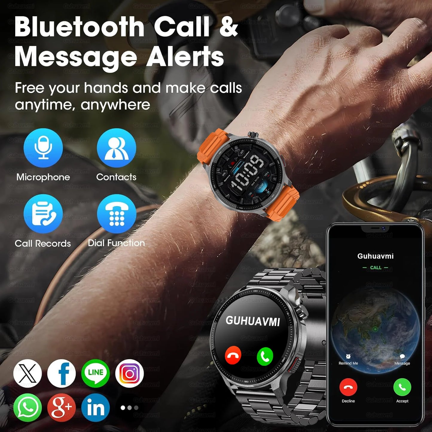 Smart watch Men4GB Memory With GPS Offline Maps Music Video Player Custom dial AMOLED display Sports Swim Waterproof Smart watch