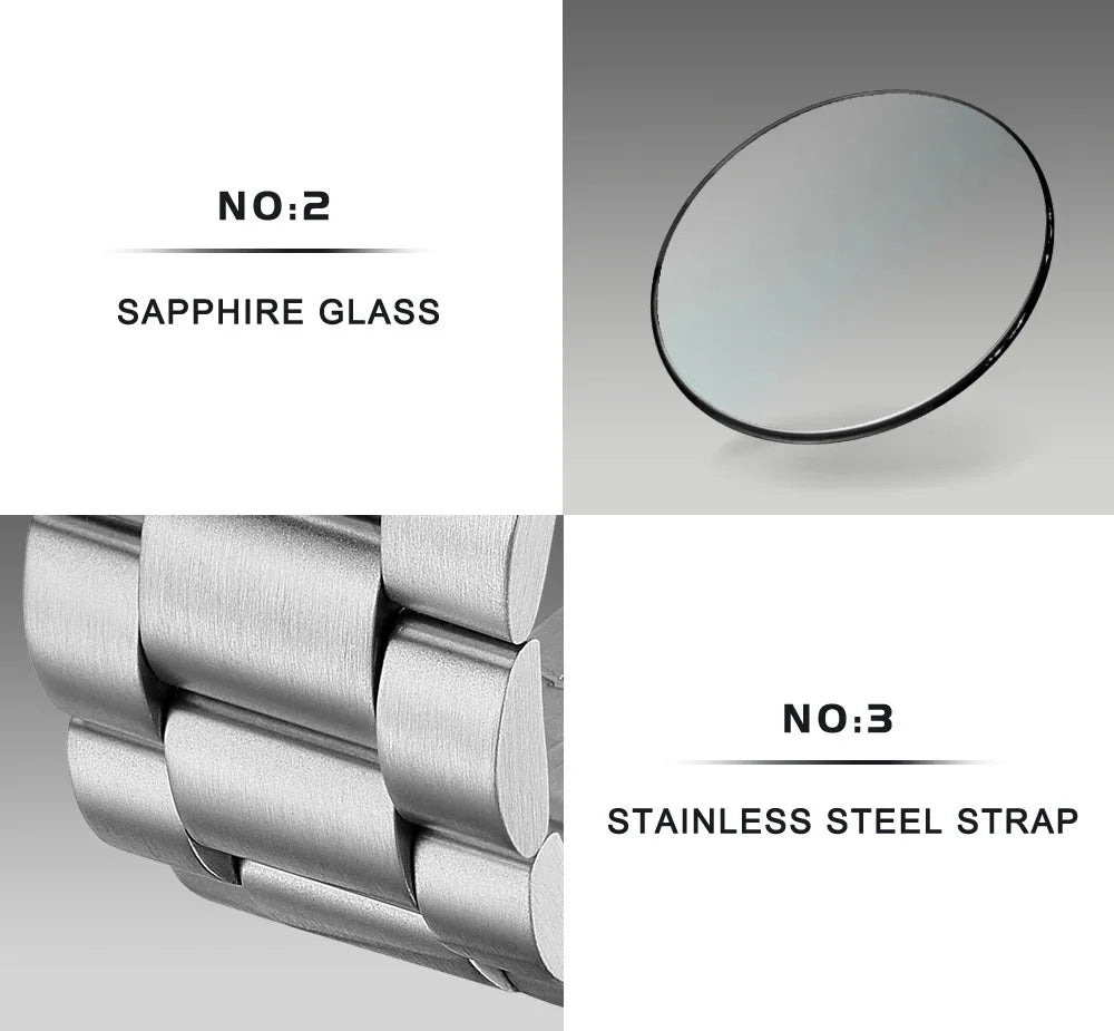 CADISEN Men's Sport Chronograph Watch Japan VD53 Movt Quartz Watches Sapphire Glass Stainless Steel Wristwatch For Men