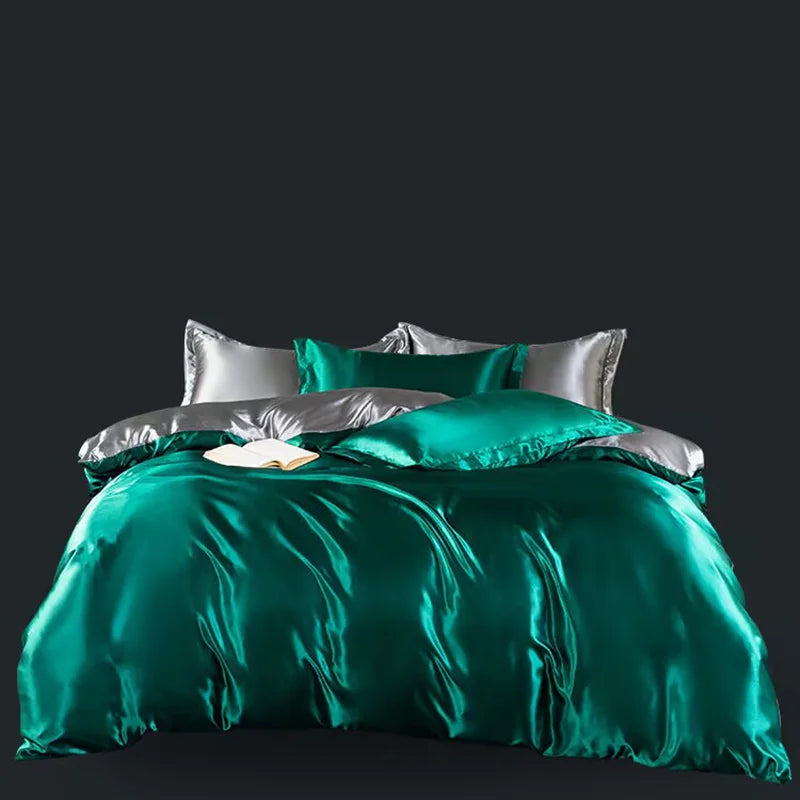 Mulberry Silky-blending Fabric Bedding Set High-end Silky Queen Size Duvet Cover Set with Fitted Sheet Luxury Bedding Sets King