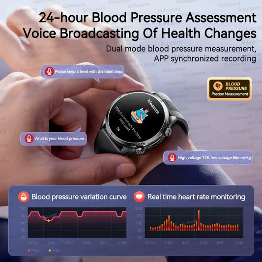 2026 New ECG Air Pump Airbag Accurate Measure Smart Watch Men Micro Physical Examination Blood Pressure Sport SmartWatch Health