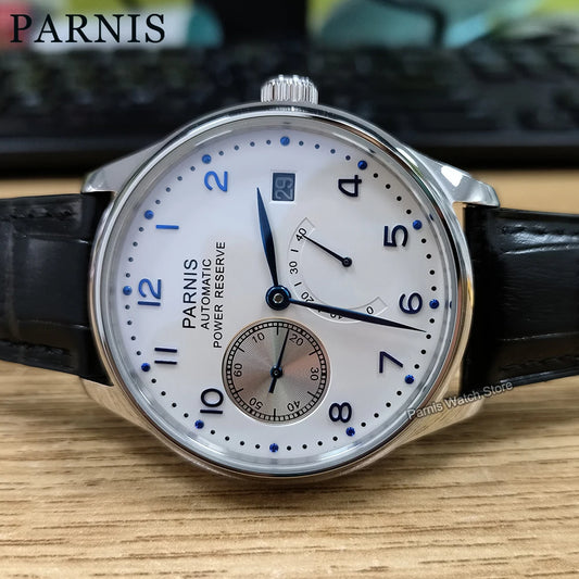 Parnis Power Reserve Automatic 43mm  Movement Men's Mechanical Watch Small Second