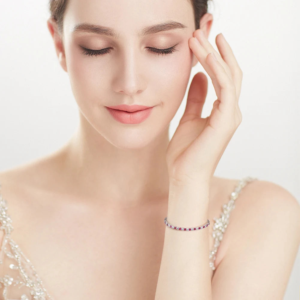 Rinntin Genuine 925 Sterling Silver Tennis Chain Bracelet Handmade High-end Luxury Hand Chain for Men Women Jewelry Gift SB128