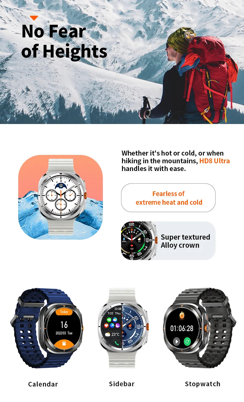 2026 New Watch8 Ultra Smart Watch Classic NFC Health Monitoring  Bluetooth Call 3ATM Waterproof HD Smartwatch For IOS Android
