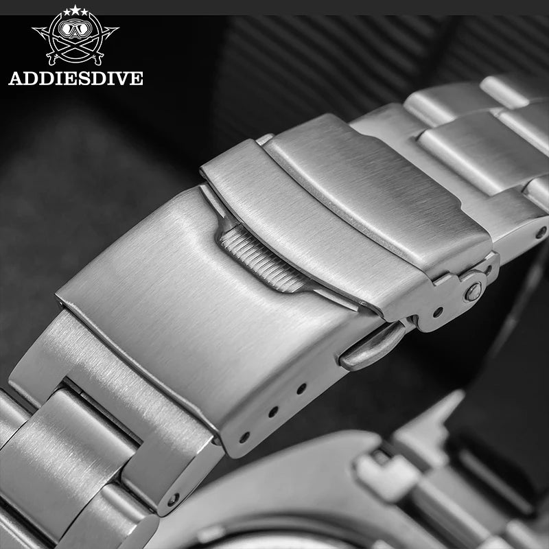 ADDIESDIVE Men's Watch Stainless Steel Sapphire Crystal Quartz Watch Men's Luminous 200M Waterproof Gift Men's Analog Watch