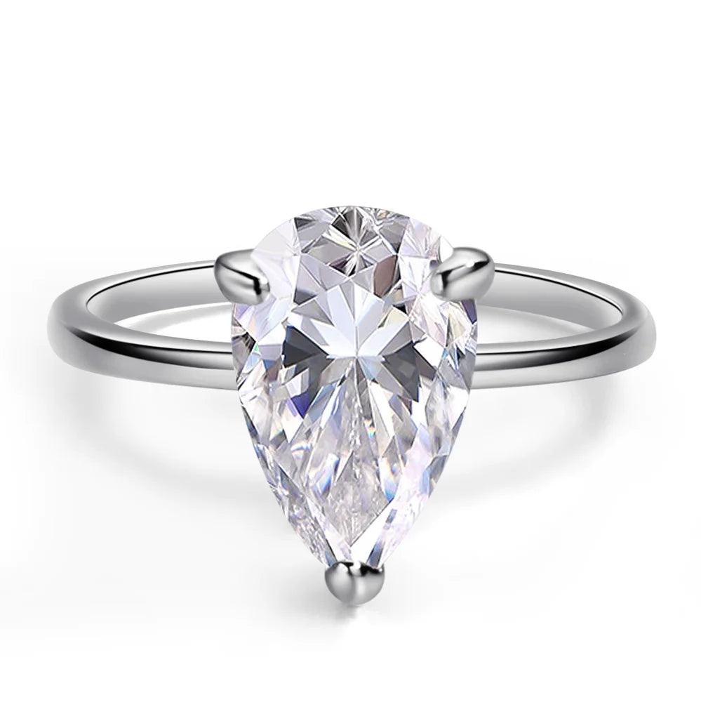 COSYA 1/2/3/4CT Pear Cut D Color Moissanite Rings/Necklace For Women S925 Silver VVS1 Lab Diamond Waterdrop Pendant Jewely Gift