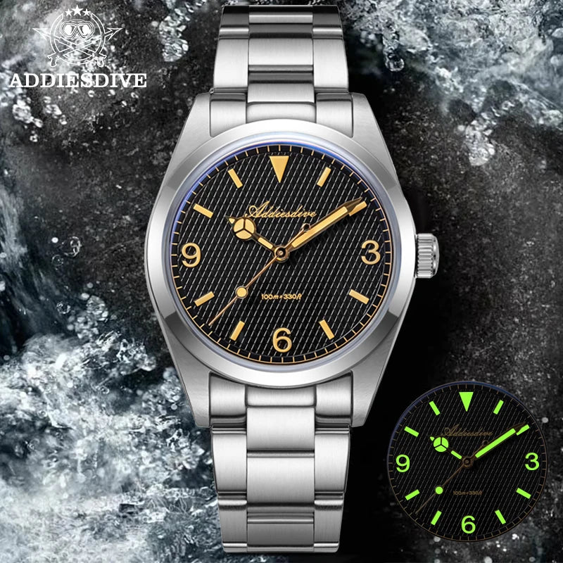 ADDIESDIVE 2025 NEW Watch For Men 316L Stainless Steel 10Bar Diving Luminous AD2096 Luxury Gift Quartz Wristwatch reloj hombre