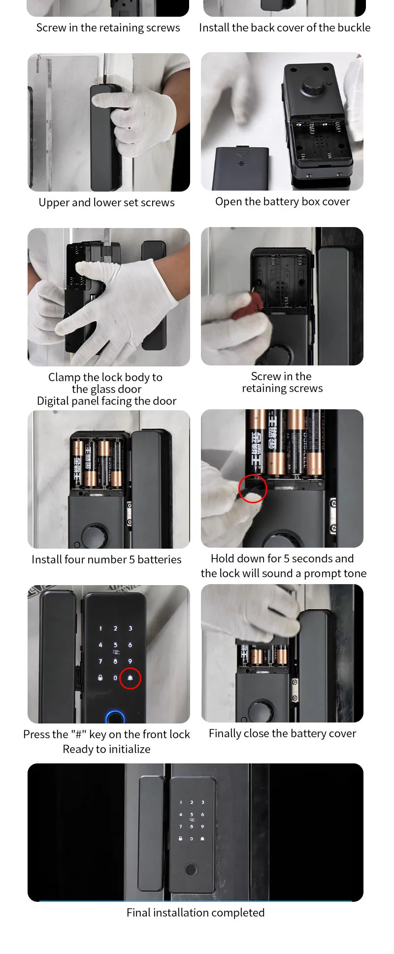 Glass Door Smart Lock TT-Lock Bluetooth Biometric Fingerprint Password Card Electronic Digital Lock office business departments