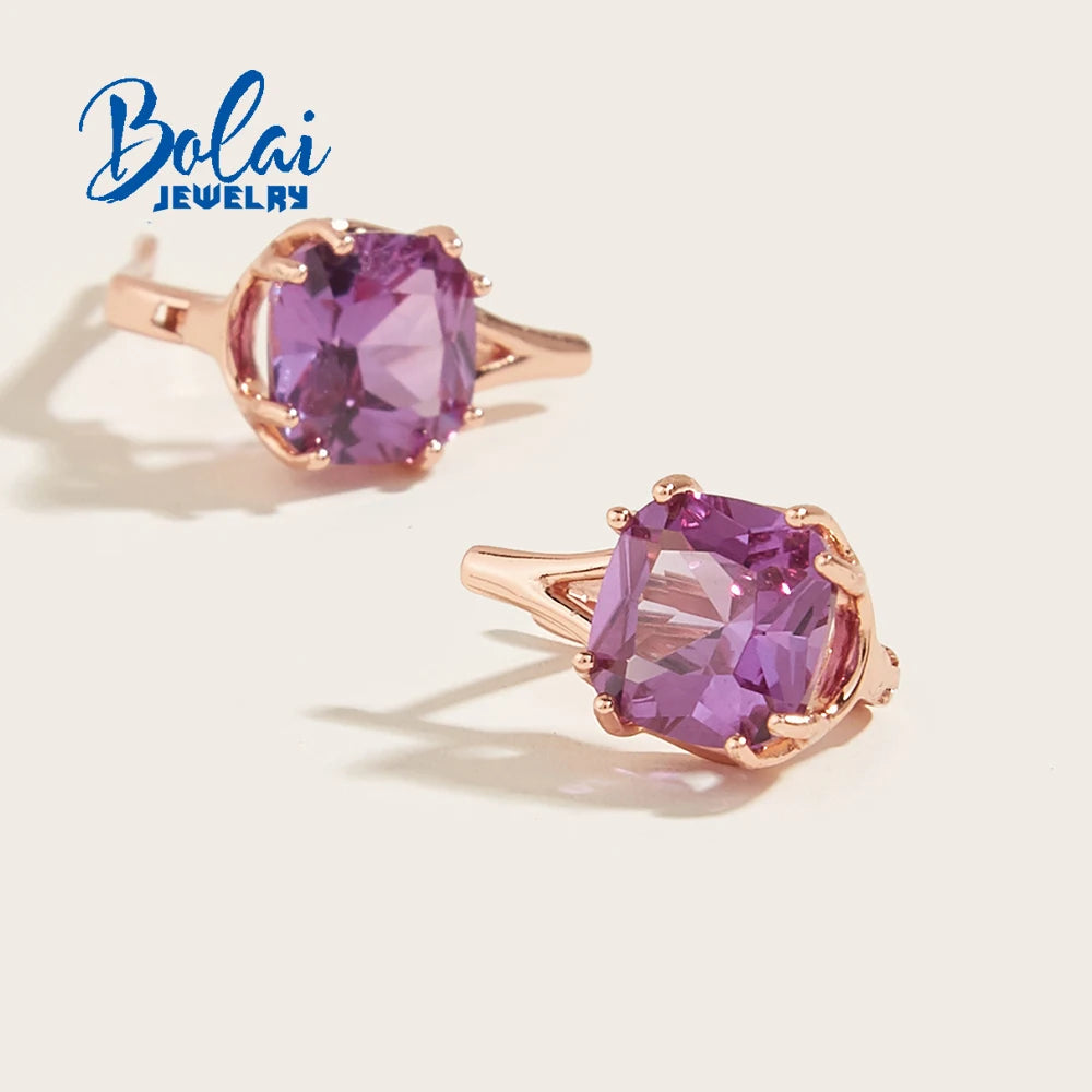 New Created nano Alexander Gemstone 925 sterling silver rose gold earring fashion simple design fine jewelry for women