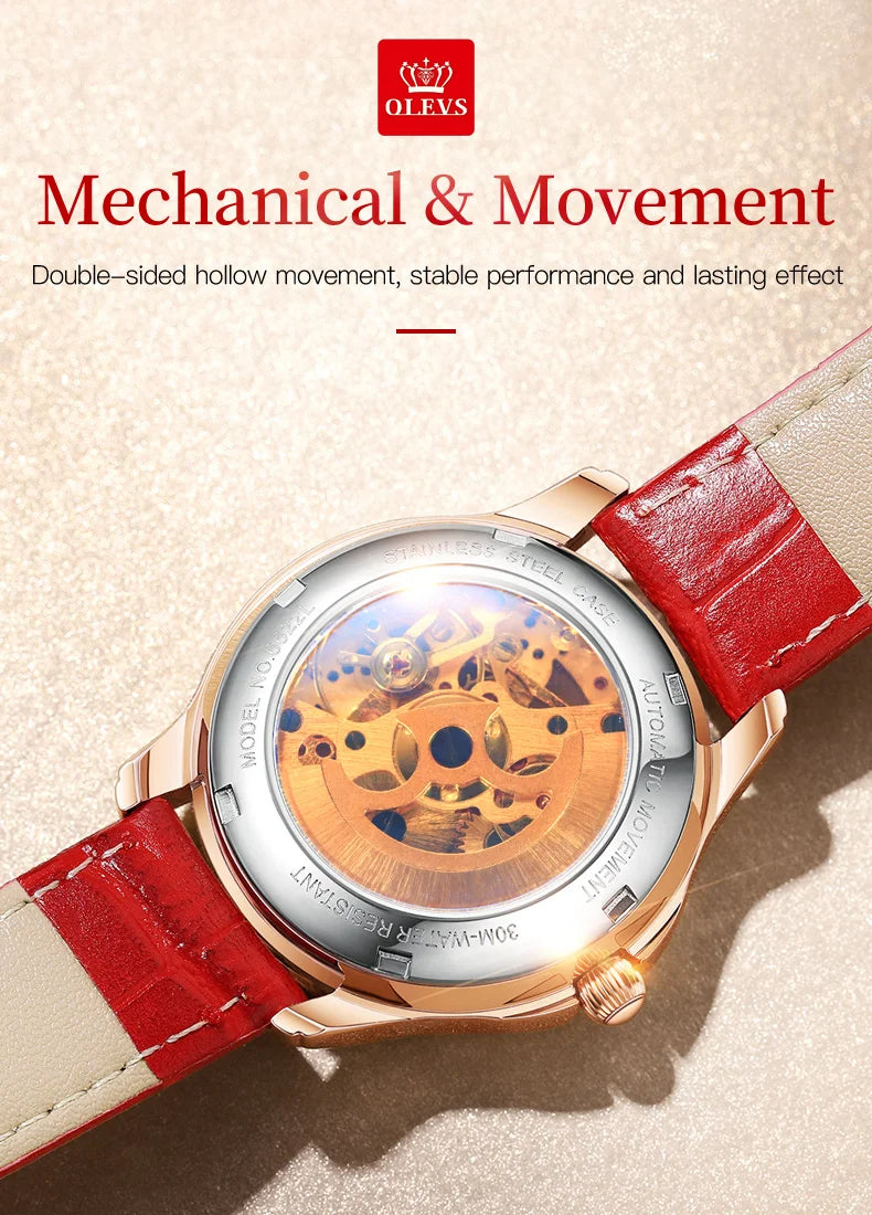 OLEVS 6622 Luxury Women All Automatic Mechanical Watch HD Waterproof Elegant Butterfly Diamond Women Fashion Bracelet Set Watch