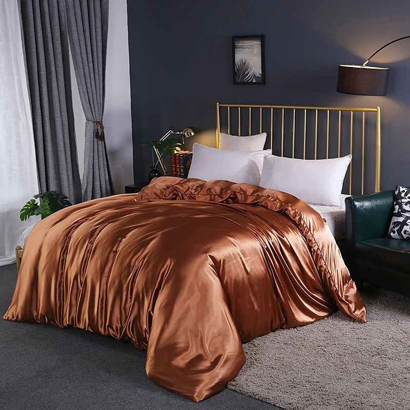 Luxury High Quality  Satin Duvet Cover Rayon Quilt Cover High Density Fabric Duvet Cover  Supple High waterfall