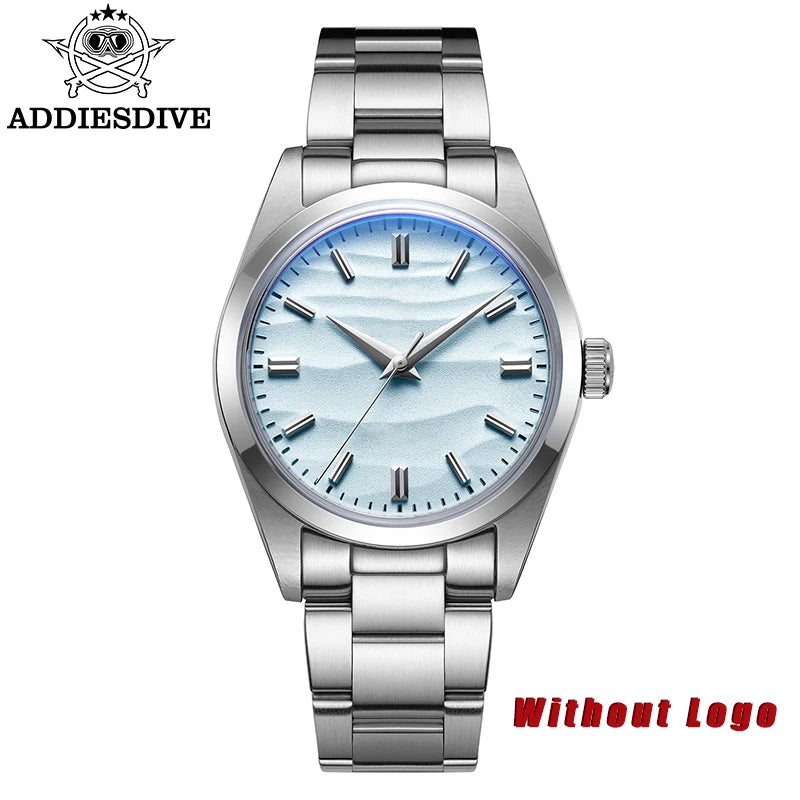 ADDIESDIVE Men's Watch Sand Dial 36mm Quartz Watch 100m Waterproof 316L Stainless Steel AR Coated Dome Glass WristWatch for Men