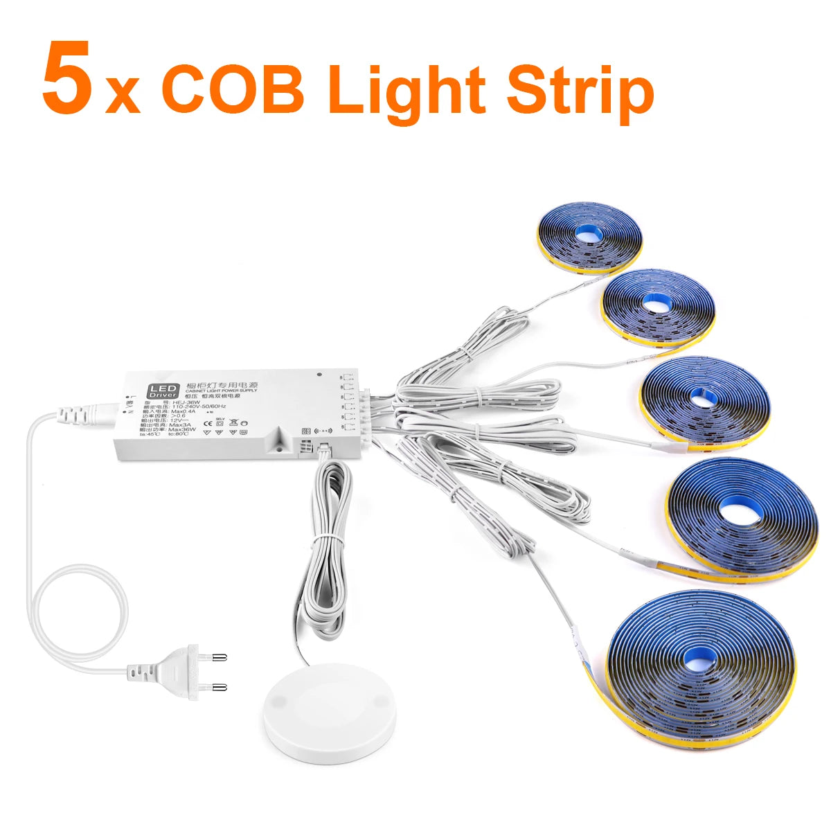 Under Cabinet COB Led Strip Penetrable Wood Touch Sensor Light Dimmable Night Lamp For Bedroom Wardrobe Indoor Kitchen Lighting