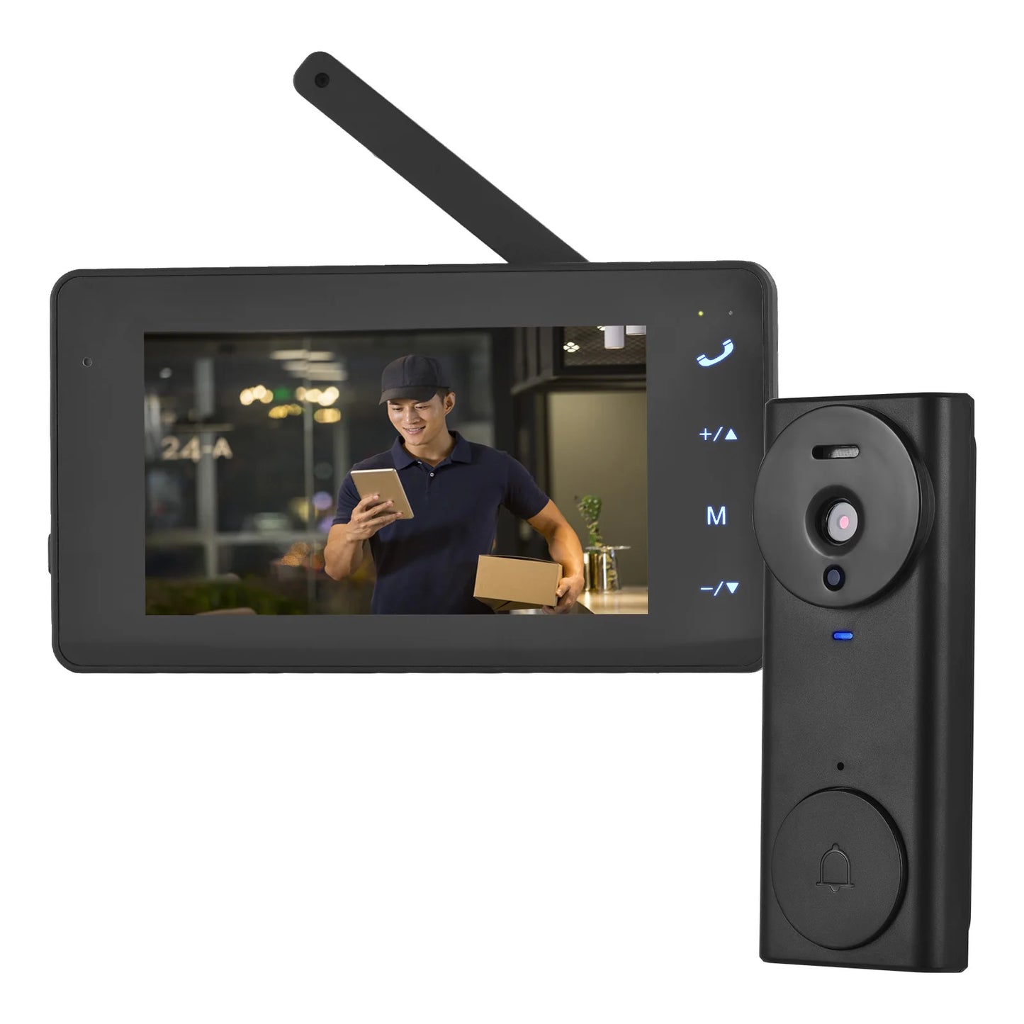Wireless Video Doorbell Camera with Monitor Display 4.3 IPS Screen Video Door Phone Camera Kits for Villa Home Office Apartment