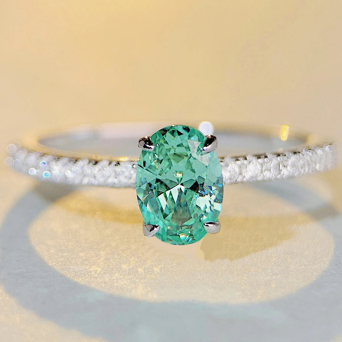 Genuine S925 Sterling Silver Ring 1CT Oval High Carbon Zirconia With CZ Tri-Color Jewelry Wedding Engagement Anniversary Gift