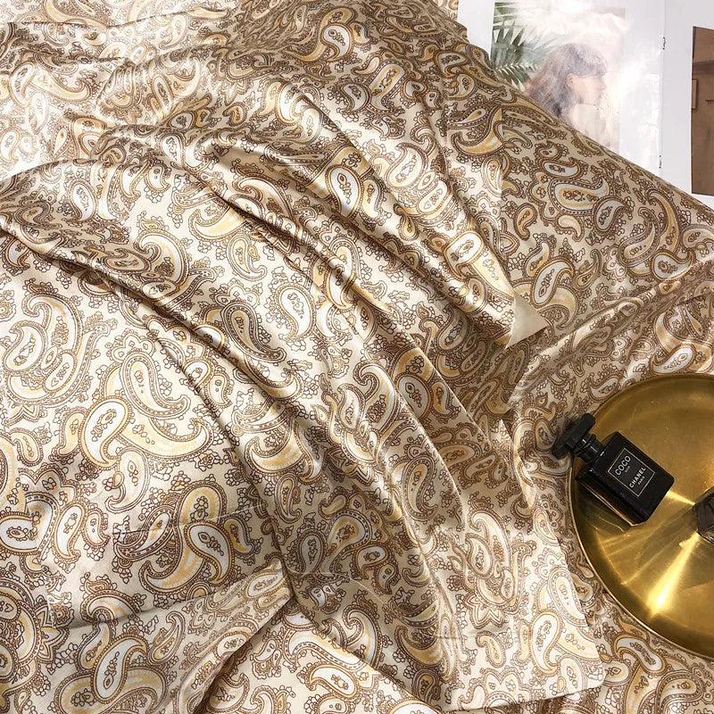 Luxury Blending Mulberry Silk Bedding Set with Duvet Cover Bed Sheet Pillowcase Double Couple Single Summer Blanket Cover Sheets