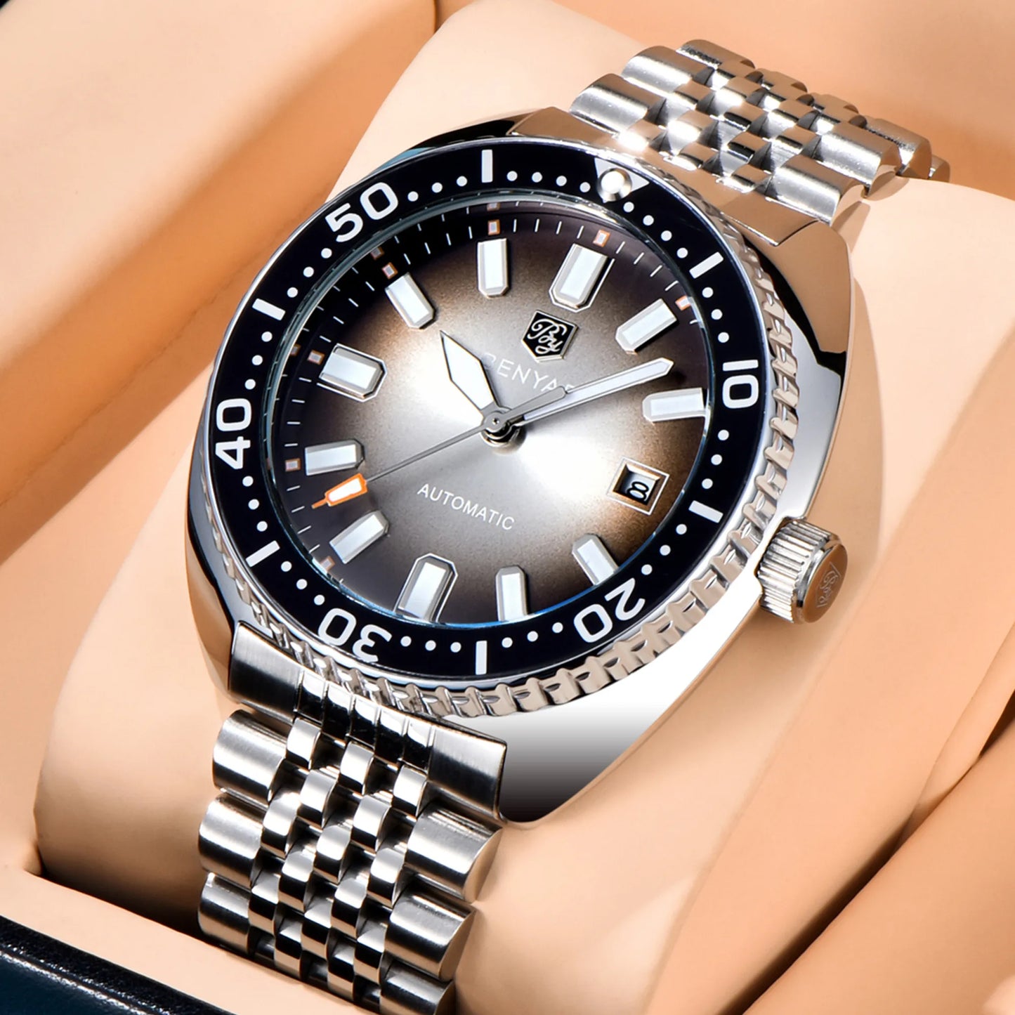 New BENYAR 42MM Tuna Men Mechanical Watch Luxury Stainless Steel Automatic Watch 50M Diving Luminous Watch for Men reloj hombre