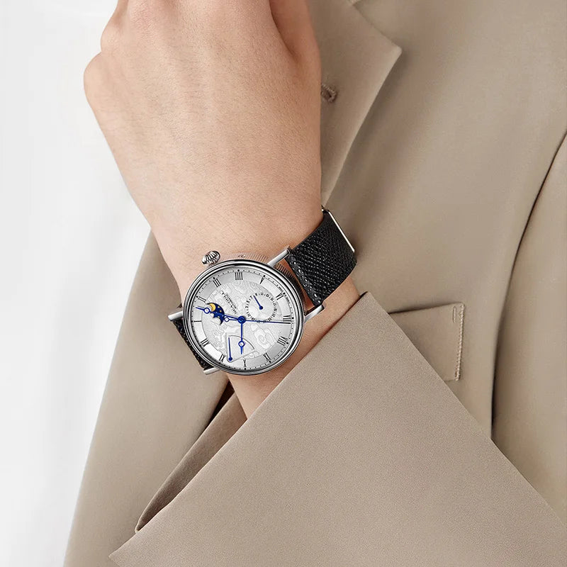 Seagull Moon Phase Watch Auspicious Clouds Special Edition Men's Automatic Mechanical Watch Luxury 41mm Watch for Men 6199 6198