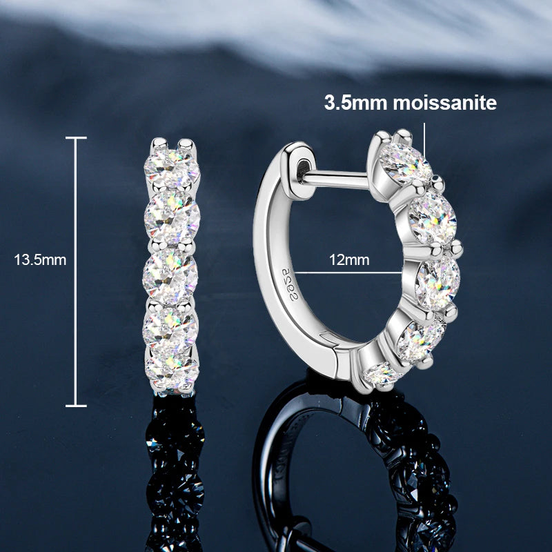 IOGOU Classic Earrings 925 Silver 4mm 3.5mm 2.5mm 3mm Moissanite Diamond Hoop Earrings for Women Wedding Engagement Party Jewel