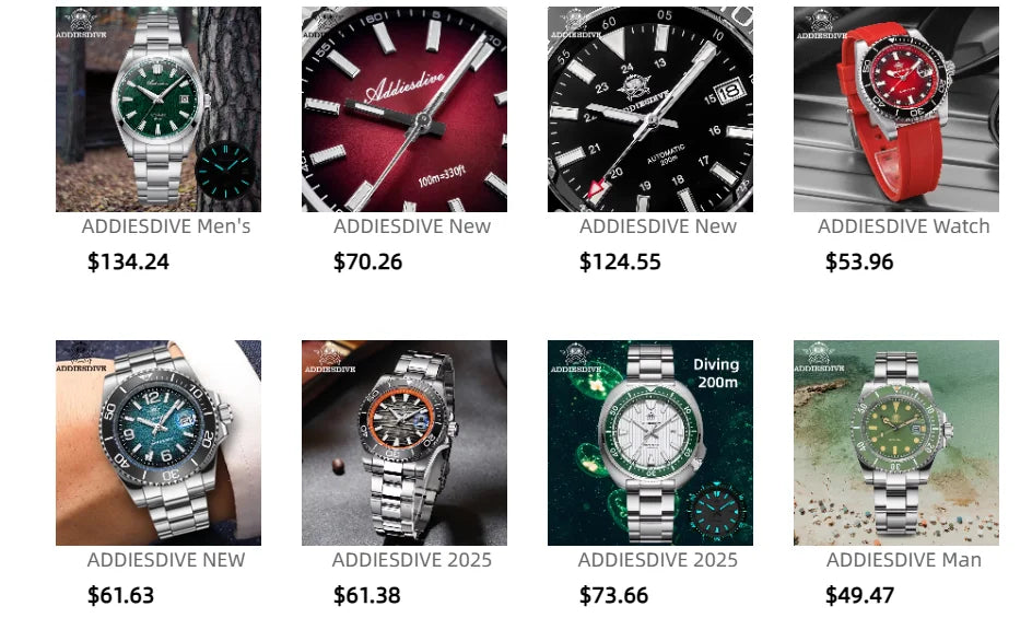 ADDIESDIVE Quartz Watch Classic Stainless Steel Ceramic Bezel Business Men's Watch BGW9 Luminous 200m Dive Relogios Masculino