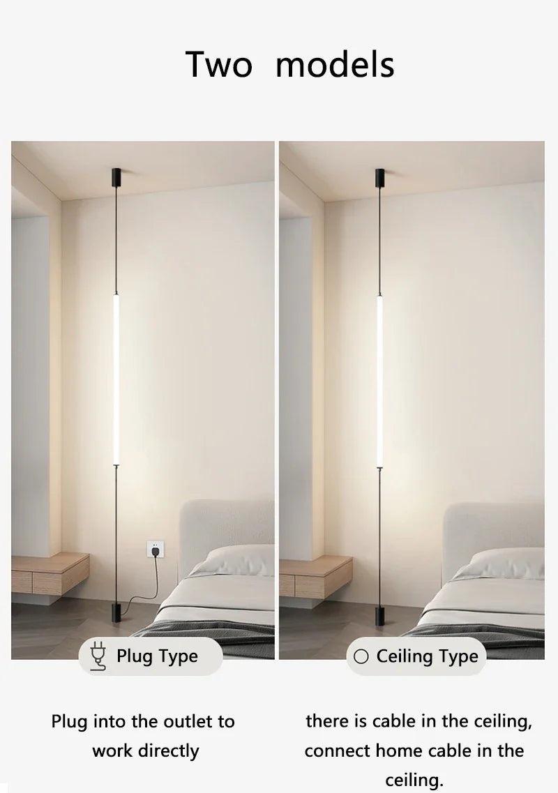 Hanging floor lamp Italy Design Black Long linear pendant light Bedroom Bedside Lamps Modern Hotel Living Room corner floor lamp