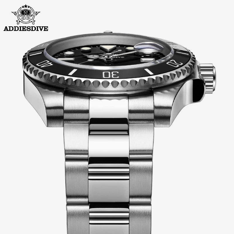 ADDIESDIVE Quartz Watch Classic Stainless Steel Ceramic Bezel Business Men's Watch BGW9 Luminous 200m Dive Relogios Masculino