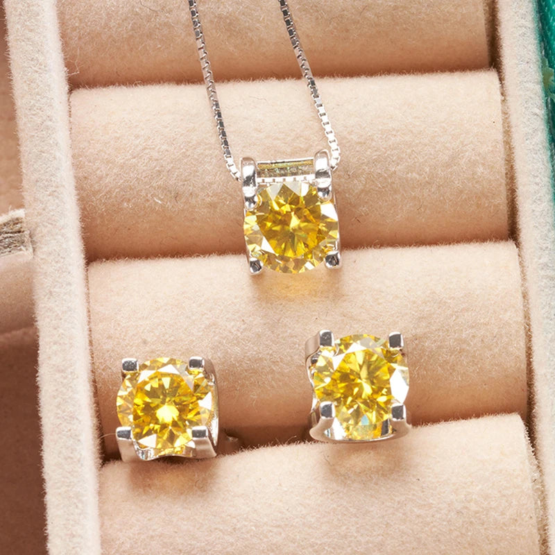 JoyceJelly 3ct D Clolor Real Moissanite Jewelry Sets Women's Sterling Silver 925 Earrings Necklace For Women Bridal Set Gifts