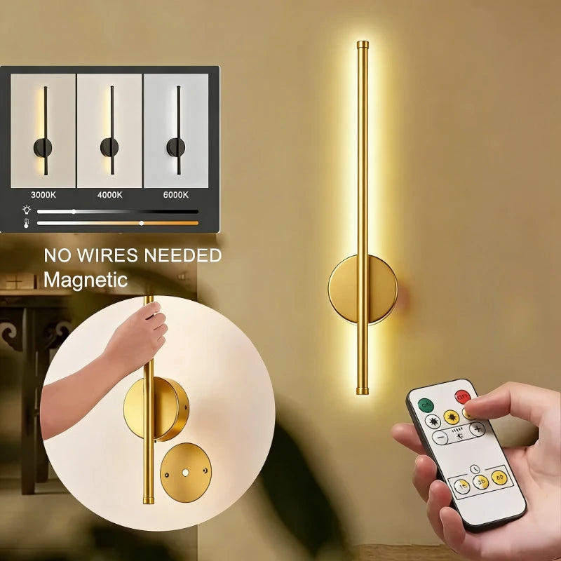 Battery Operated Wall Sconce Wireless LED Light 5v  with Remote Control USB Rechargeable Wall Lights for Bedroom Living Room