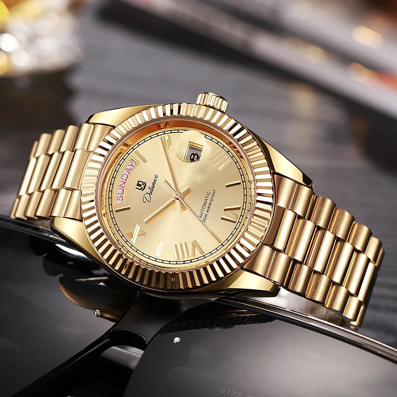Dulunwe Datejusts Mechanical  Movement Watches For Men Automatic Mechanical Watches Calendar Waterproof Men Watch