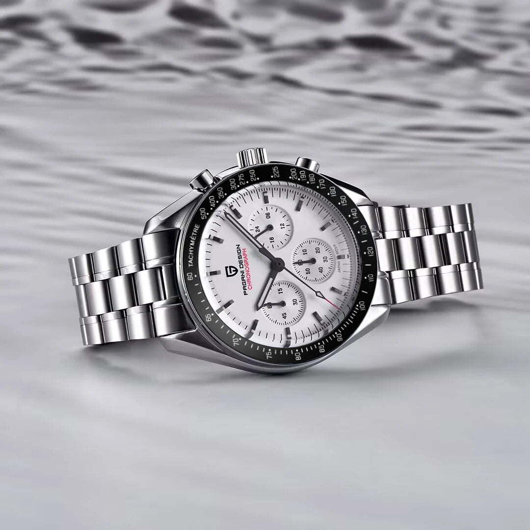 PAGANI DESIGN 2025 New Moon Watch Retro Luxury Quartz Watches For Men Stainless steel Luminous waterproof Sport Chronograph Man