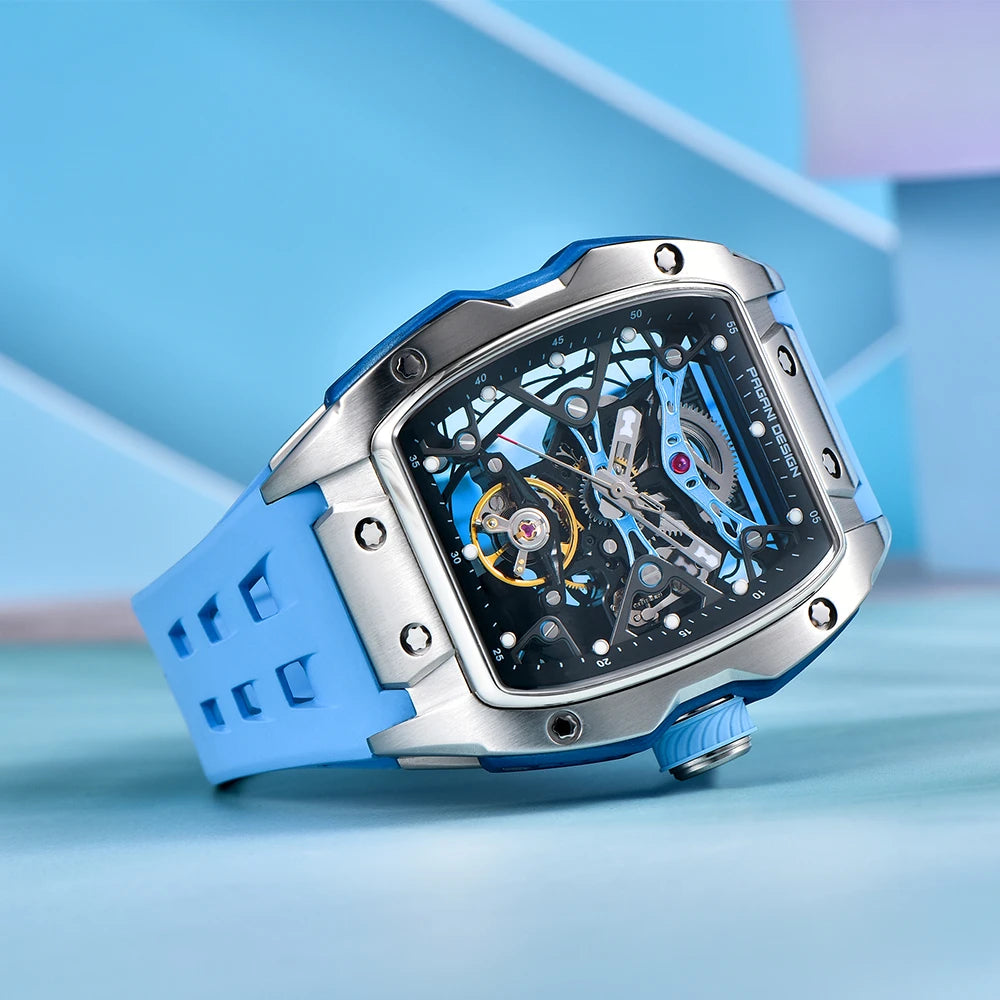 2025 New PAGANI DESIGN 42MM Tonneau Men Mechanical Watch Luxury Sapphire Glass Automatic Watch 50M Waterproof Skeleton Watch Men