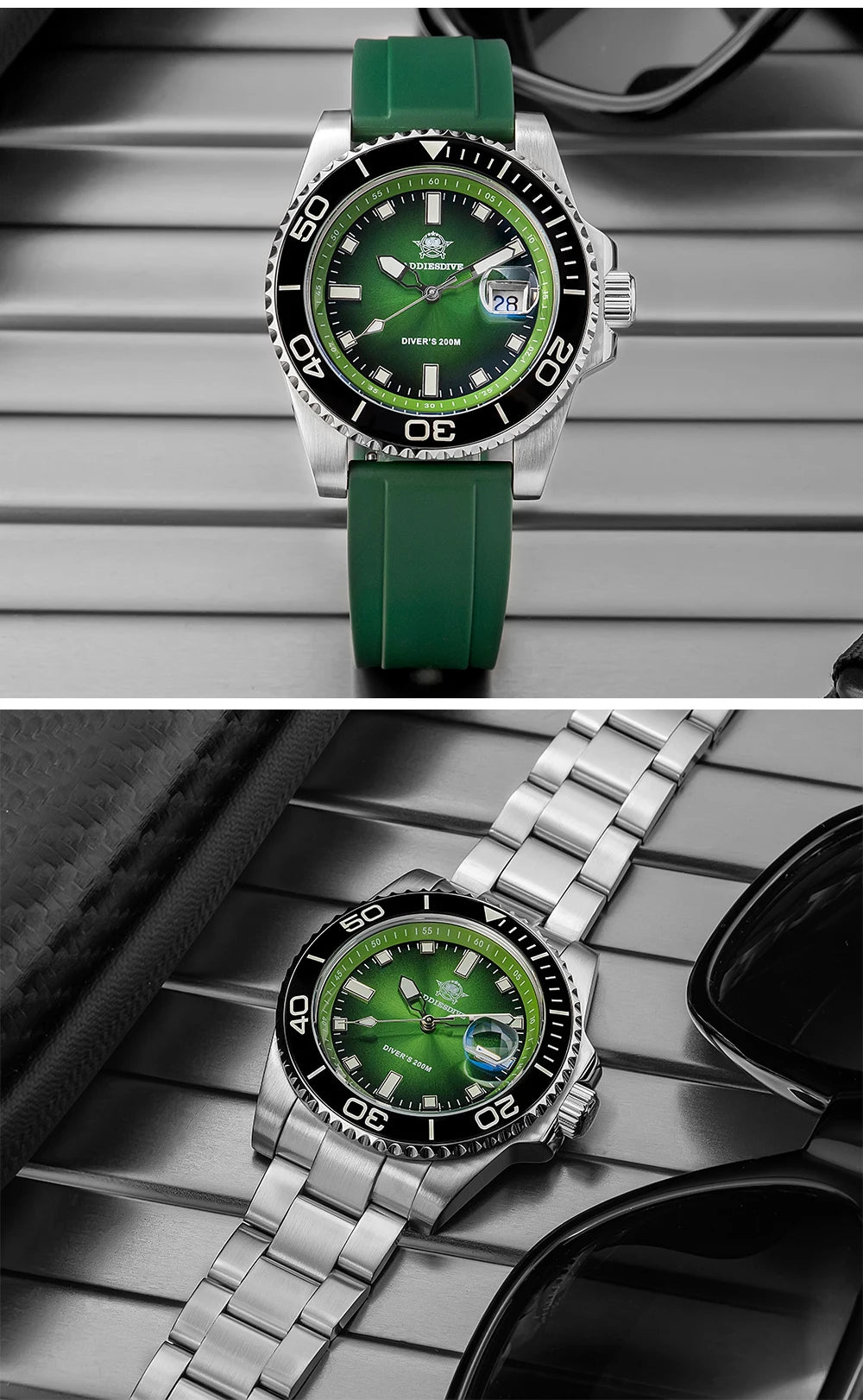 ADDIESDIVE New Men Watch AD2089 Diver 200m Waterproof Wristwatch Ceramic Bezel Luminous 316L Stainless Steel Quartz Watch AD2089