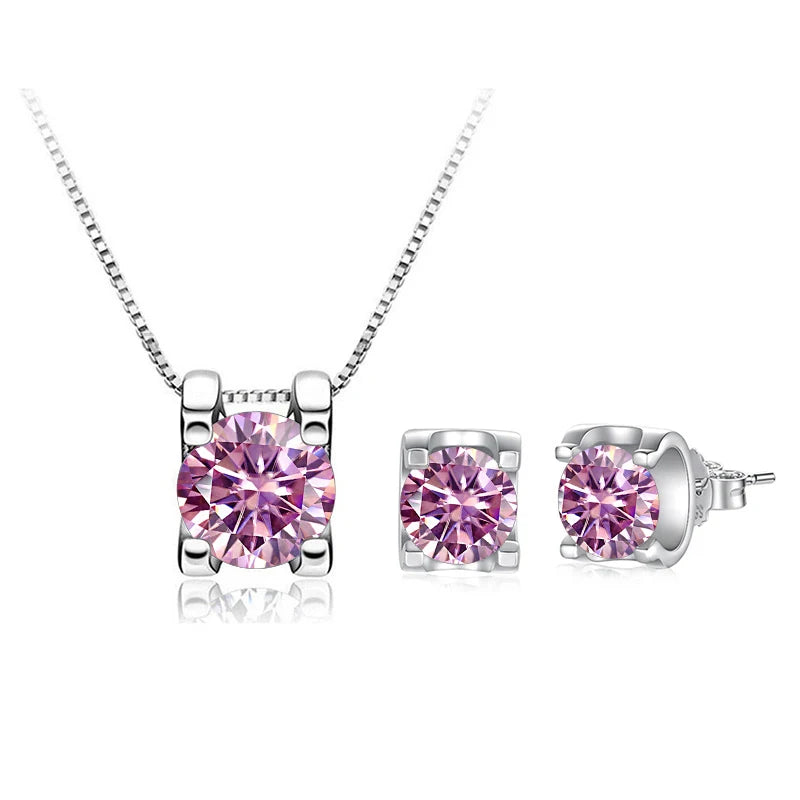 JoyceJelly 3ct D Clolor Real Moissanite Jewelry Sets Women's Sterling Silver 925 Earrings Necklace For Women Bridal Set Gifts
