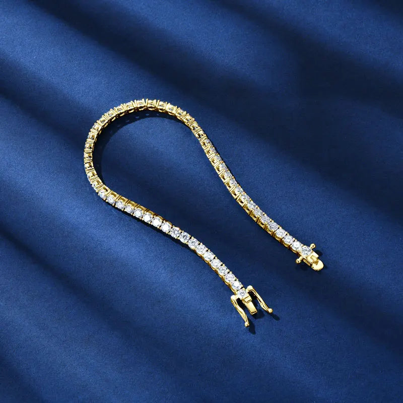 IOGOU 3mm/5mm Full Moissanite Tennis Bracelets Real 925 Sterling Silver Bracelet for Women Men Couple Sparking Fine Jewelry Gift