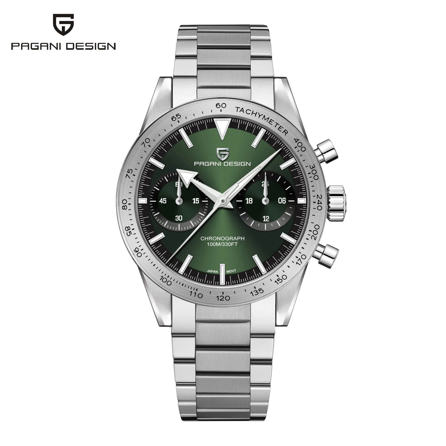 PAGANI DESIGN 2025 Mens watches Moon Quartz  Watch men speed Sport waterproof Chronograph AR Sapphire VK64 Steel Retro Luminous