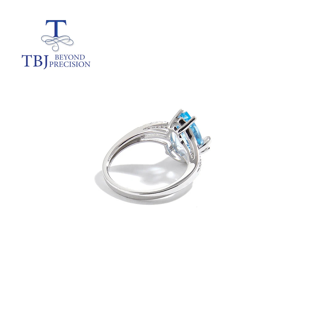 Earrings Trendy Drop Shape Natural Sky Blue Topaz jewelry set 925 Sterling Silver for Women Light Luxury Birthday Party Fine Jewelry Gift