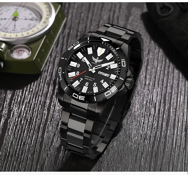 Yelang's New Design 42mm 10 Year Ultra Long Range Men's Quartz Watch 30ATM Professional Waterproof Swiss Eternal Gas Glow