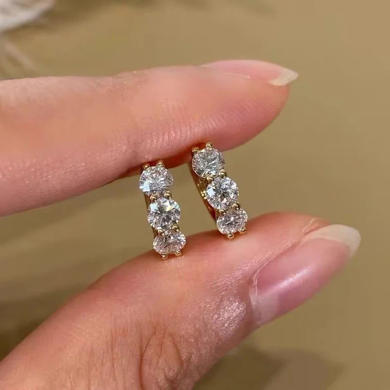 IOGOU Classic Earrings 925 Silver 4mm 3.5mm 2.5mm 3mm Moissanite Diamond Hoop Earrings for Women Wedding Engagement Party Jewel