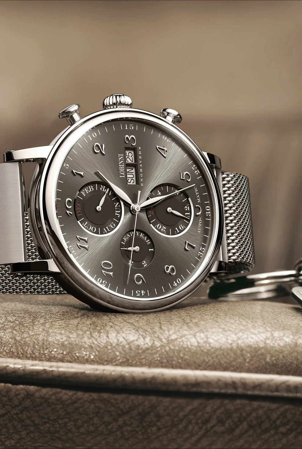 LOBINNI Luxury Brand Switzerland Perpetual Calendar Automatic Mechanical Men's Watches Sapphire Multi-function Clock L13019-8