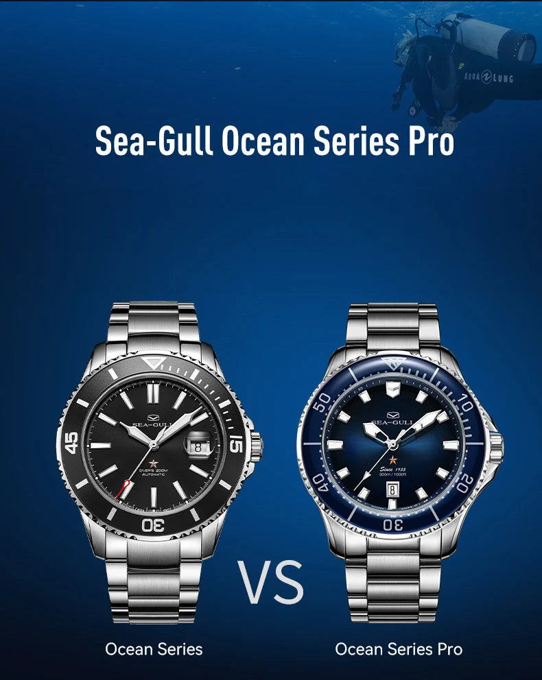 Seagull 40mm Ocean Series Pro Wristwatch relogio masculino Men's Automatic Mechanical Watch 300m Diving Sapphire Crystal 1213