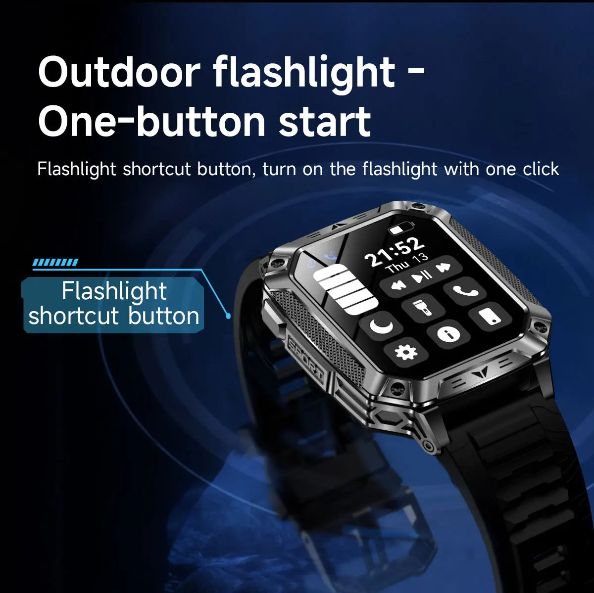 2026 New Military outdoor 1400mAh Battery SmartWatch Men Waterproof Call 2.01" HD AMOLED Sports Heart rate Flashlight Smart Band