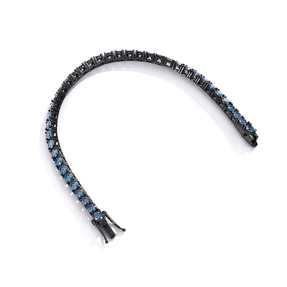 Serenity 3mm 5mm Royal Blue Moissanite Tennis Bracelet Women Man S925 Sterling Silver Bracelet Plated 18K Hand Chain Anniversary