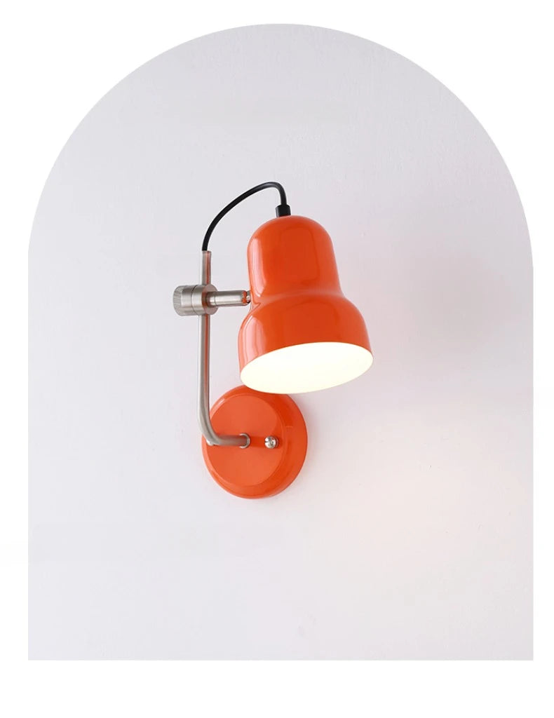 Bauhaus Vintge Medieval Red/Orange Wall Lamp LED E27 Iron Art Atmosphere Adjustable Wall Mounted Bedroom Bedside Study Reading