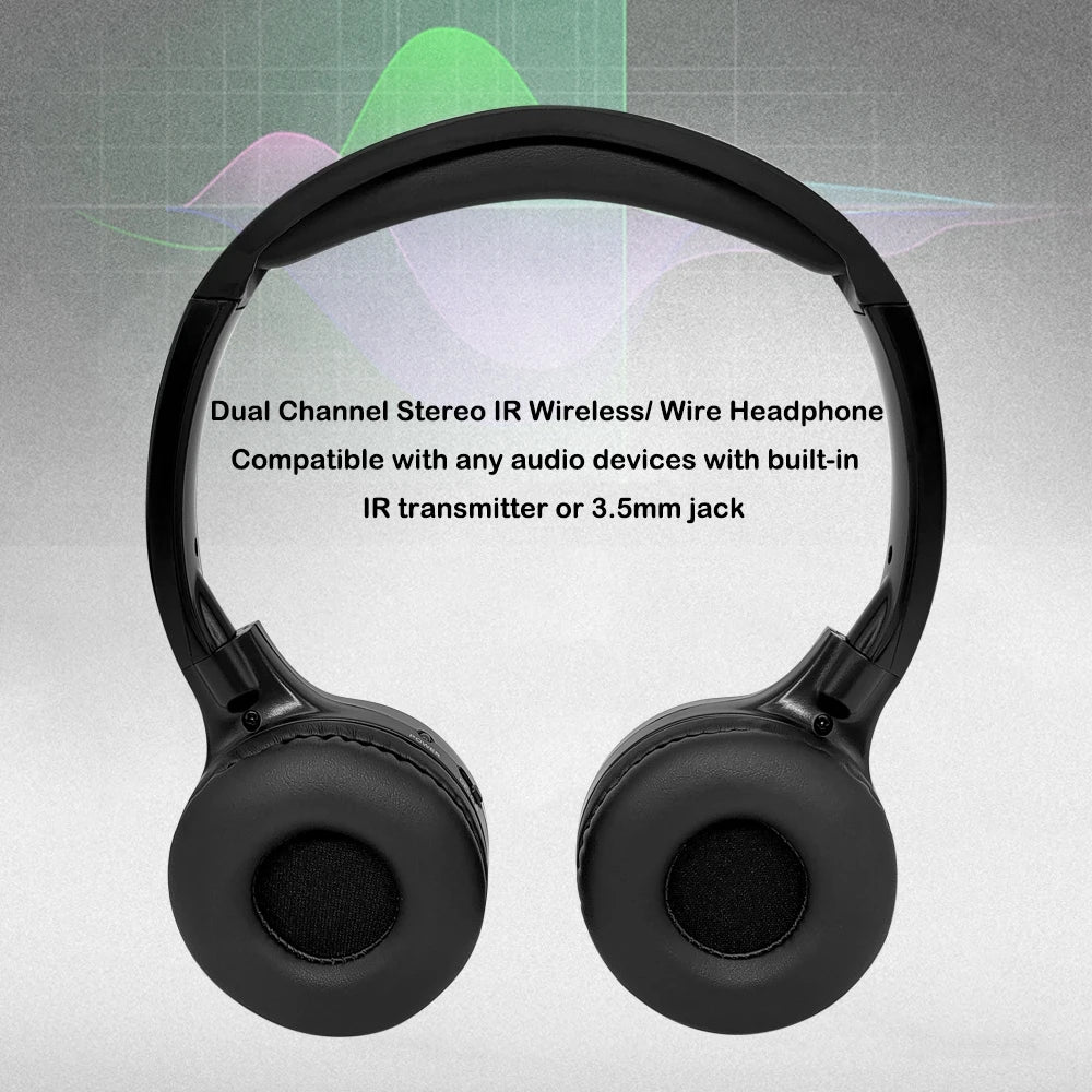 IR Infrarot Kabelloser Kopfhörer Stereo Faltbarer Auto-Headset Ohrhörer Indoor Outdoor Musik Kopfhörer TV-Kopfhörer 2 Kopfhörer