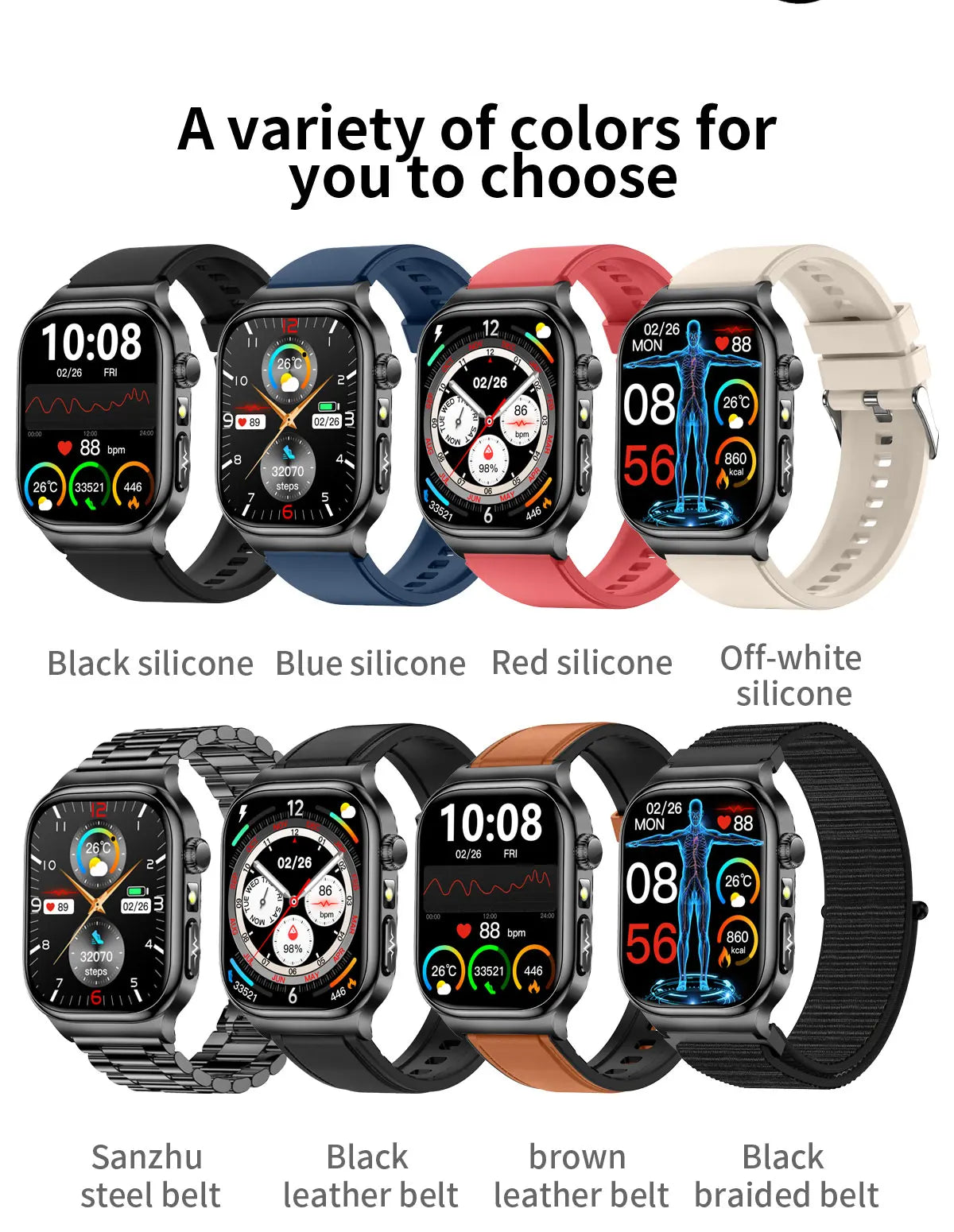 2025 New AI Human Health diagnosis ECG+HRV Smart Watch Blood Pressure Uric acid Blood lipid Bluetooth Call Smartwatch Men Women