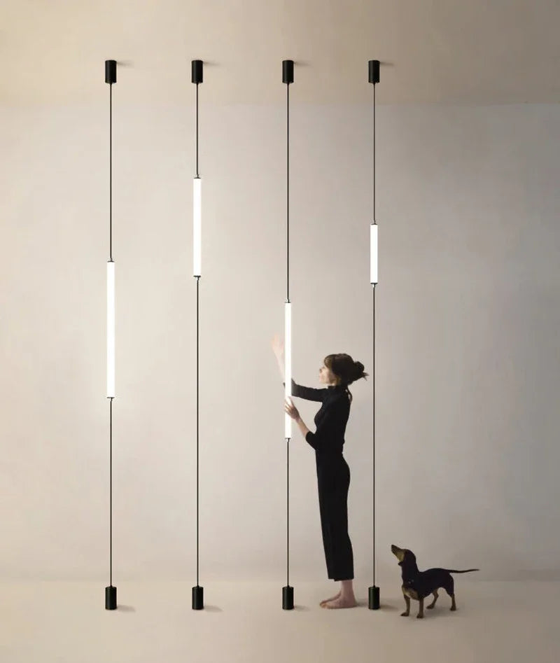 Hanging floor lamp Italy Design Black Long linear pendant light Bedroom Bedside Lamps Modern Hotel Living Room corner floor lamp