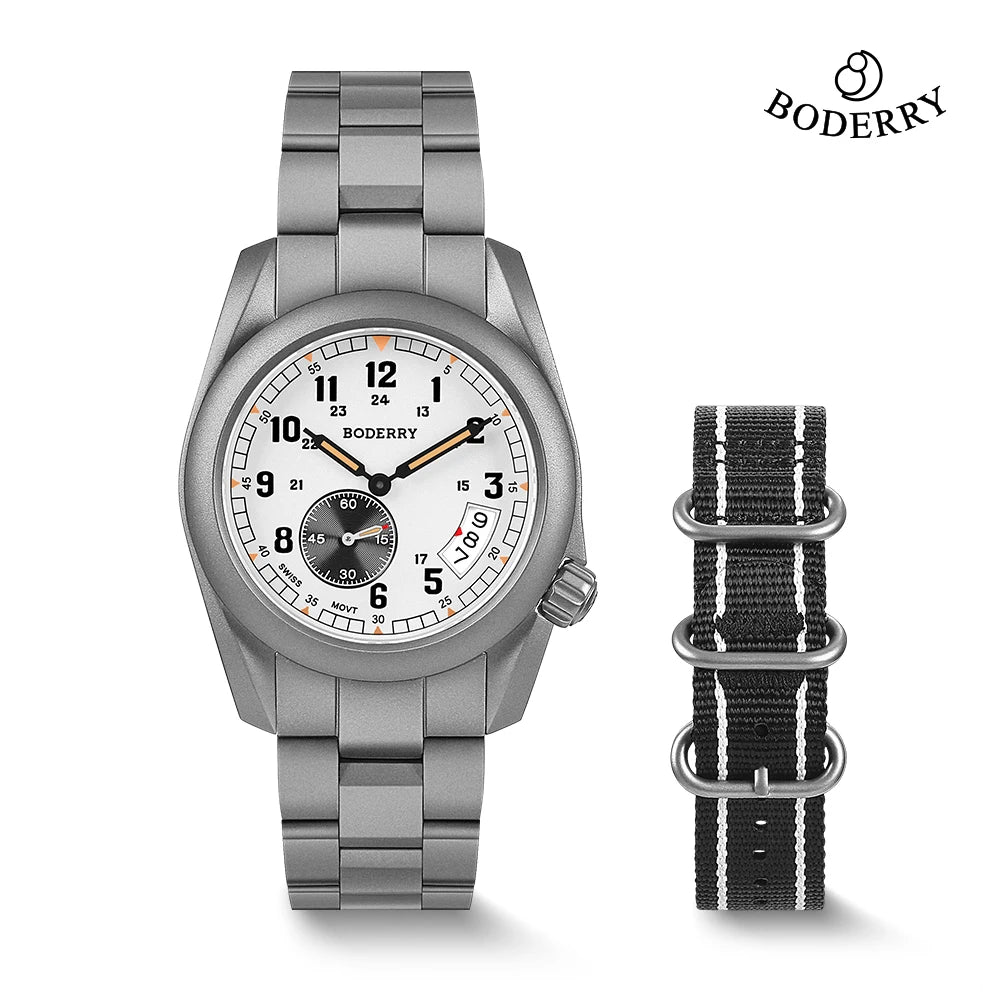 VOYAGER-Boderry Field Watch Titanium Quartz Watches 38 Mens 100M Waterproof Clock Military Sport Luminous Business Wristwatch