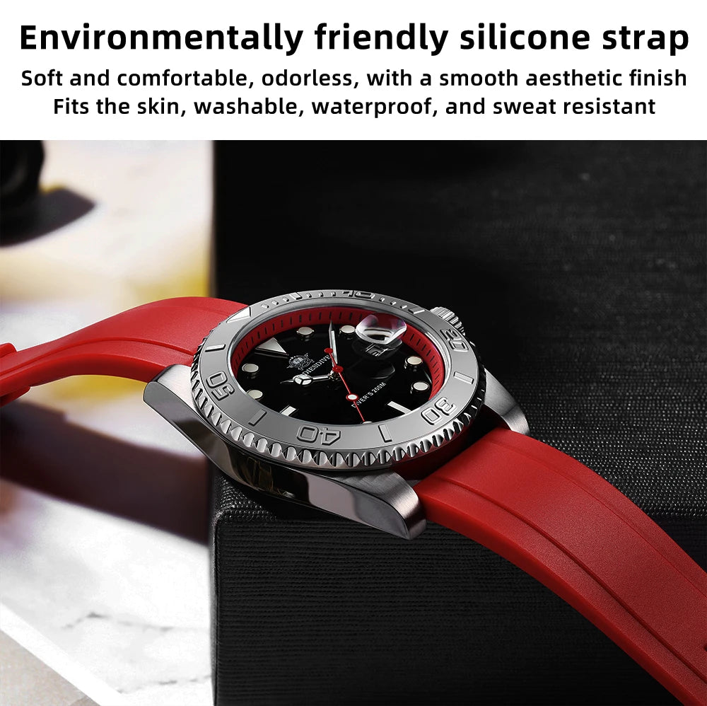 ADDIESDIVE Rotatable Bezel Watch For Men 41mm Quartz Watch Stainless Seel BGW9 Luminous Rubber Strap 200m Diving Men's Watch New