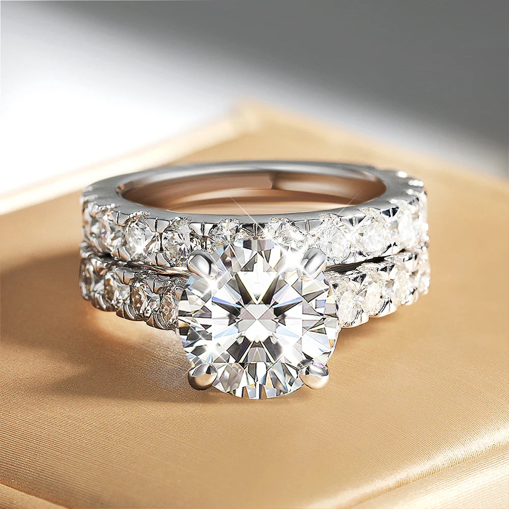 Serenity 6.8cttw D Color Moissanite Rings Set for Women Man Wedding Bridal Gift 100% S925 Sterling Silver Row Rings Fine Jewelry